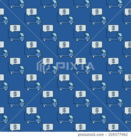 Delivery Truck with Price vector colored seamless pattern 109377462