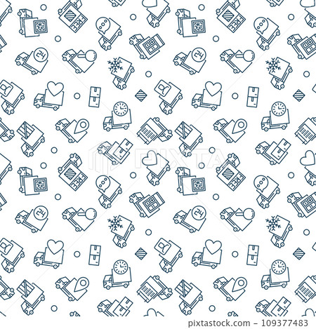 Truck outline seamless pattern - Delivery Trucks vector line background 109377483