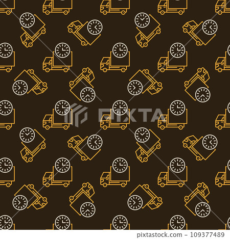 Truck with Clock vector Delivery Time concept line seamless pattern 109377489
