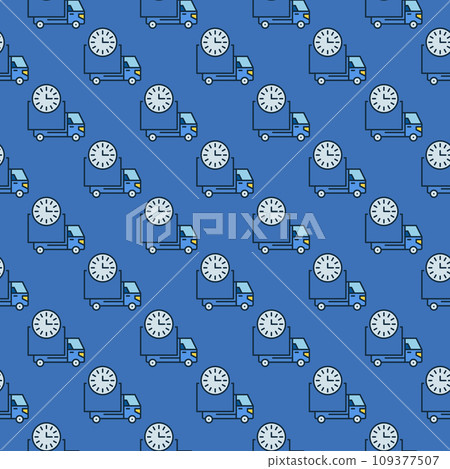 Clock and Truck vector Delivery Time colored seamless pattern 109377507