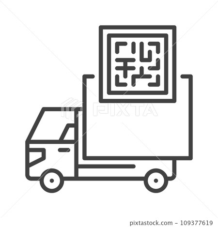 QR Code and Delivery Truck vector concept thin line icon QR Code and Delivery Truck vector concept thin line icon 109377619