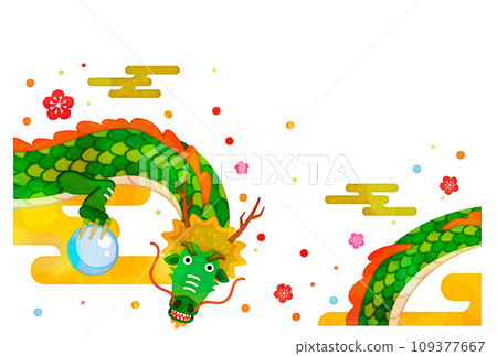 新年賀卡插畫素材2024年是龍年 新年賀卡插畫素材2024年是龍年 109377667