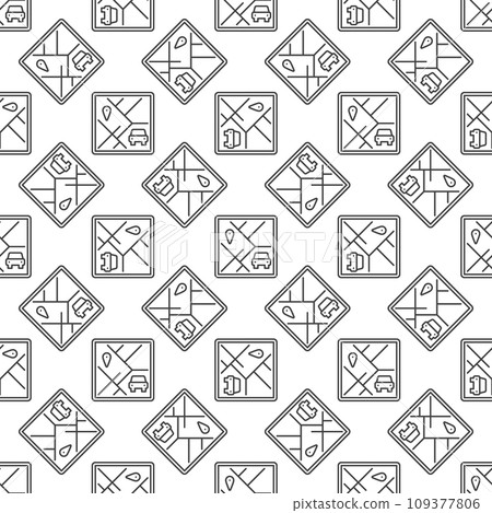 Car Sharing Map App vector concept line seamless pattern Car Sharing Map App vector concept line seamless pattern 109377806