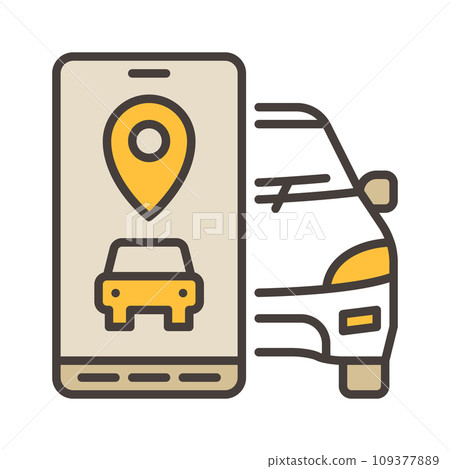 Carsharing App vector Car and Smartphone concept colored icon 109377889