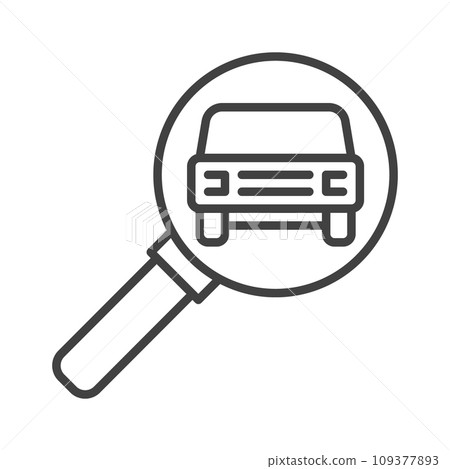Carsharing Car Search vector Magnifying Glass with Auto concept line icon Carsharing Car Search vector Magnifying Glass with Auto concept line icon 109377893