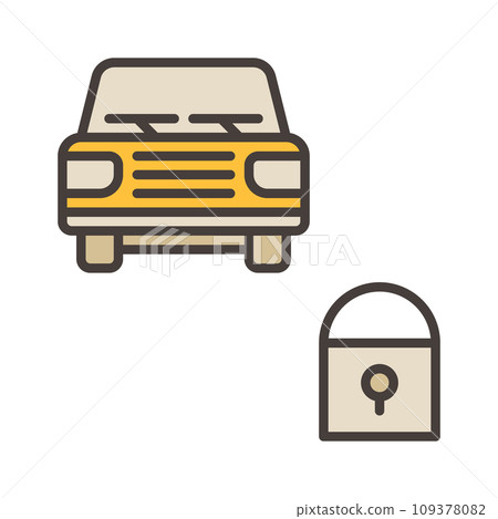 Closed Car vector lock concept colored icon or sign Closed Car vector lock concept colored icon or sign 109378082