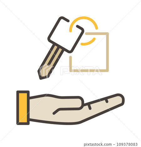 Hand and Car Key vector Car Sharing concept colored icon Hand and Car Key vector Car Sharing concept colored icon 109378083