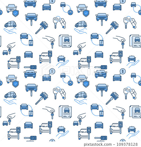 Rent a Vehicle colored seamless background - car Rental vector pattern 109378128