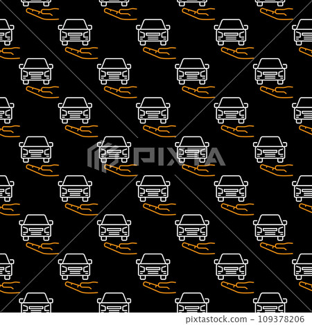 Hand with Car vector Hire Car concept line dark seamless pattern Hand with Car vector Hire Car concept line dark seamless pattern 109378206