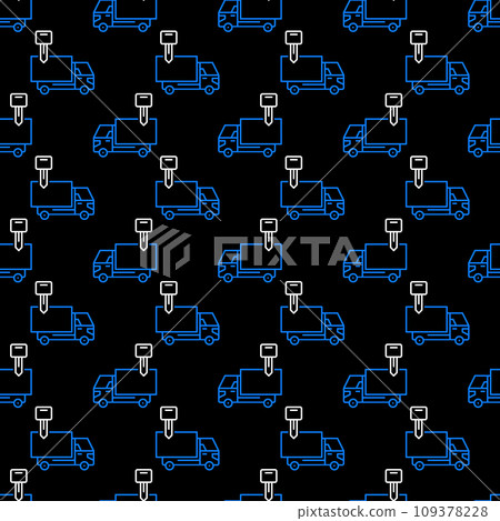 Truck Rental vector Freight Transport Hire dark line seamless pattern 109378228