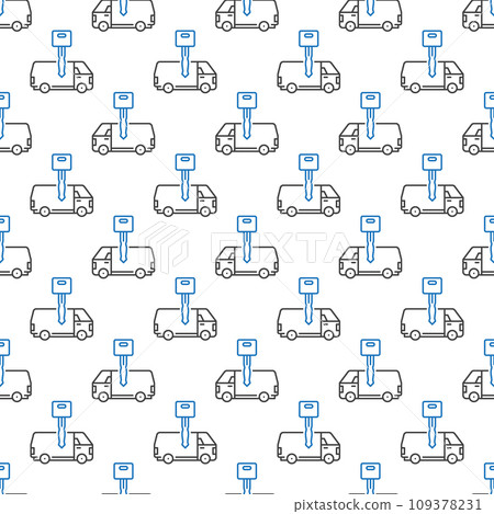 Van Rental vector Hire outline seamless pattern 109378231