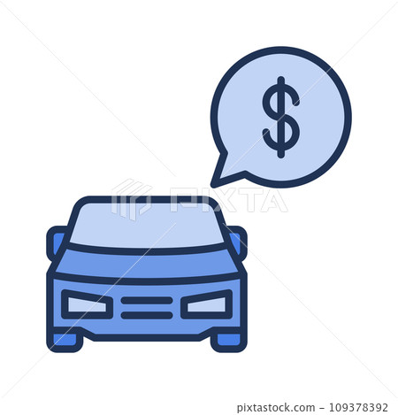 Car Rental Price vector concept blue icon or sign 109378392