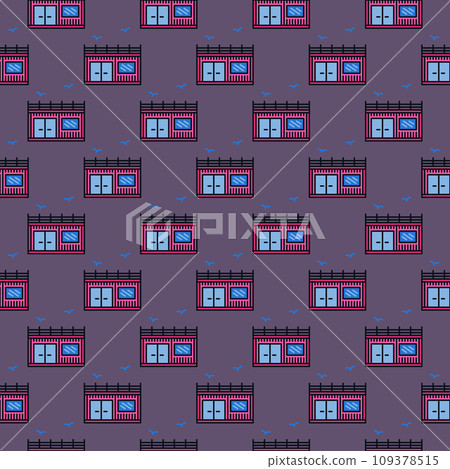 Shipping Container Small Office vector colored seamless pattern 109378515