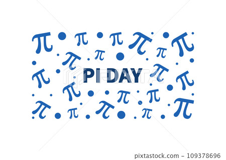 Pi Day on March 14th vector blue horizontal banner - Math illustration 109378696