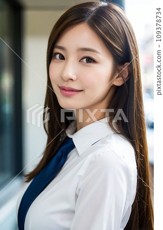 打領帶的年輕女子（AI 生成圖像） 109378734