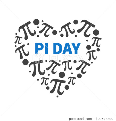 Pi Day on March 14th vector heart shaped banner - Math illustration 109378800