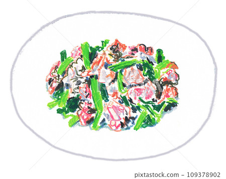 Stir-fried pork with shungiku 109378902