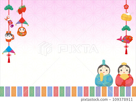 Cute Hinamatsuri frame illustration material B size ratio 109378911