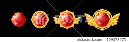 Set of bright red crystal flat style, vector illustration 109378975