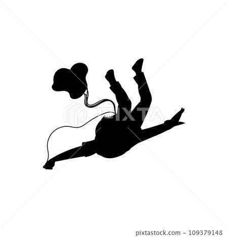 Skydiver silhouette, vector illustration isolated on white background 109379148