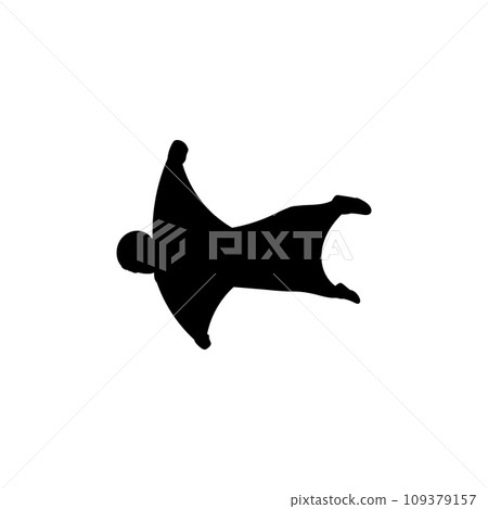 Silhouette of skydiver, vector illustration isolated on white. 109379157