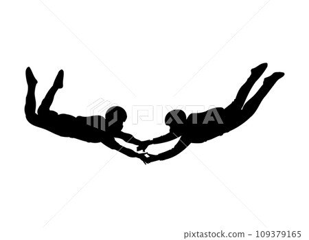 Silhouette of two skydivers, vector illustration isolated on white. Silhouette of two skydivers, vector illustration isolated on white. 109379165