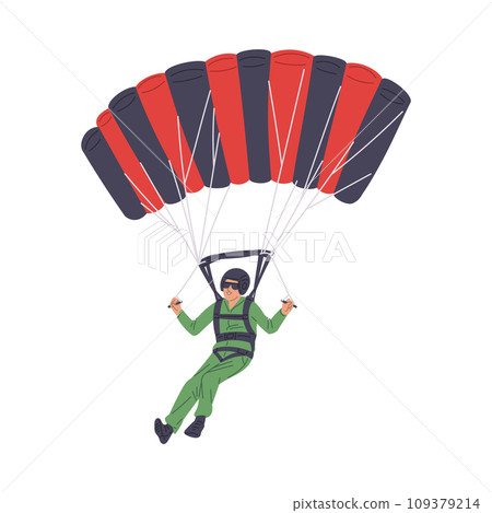 Happy man jumping parachute flat style, vector illustration Happy man jumping parachute flat style, vector illustration 109379214