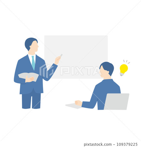 Male high school student studying with a male instructor giving a class 109379225