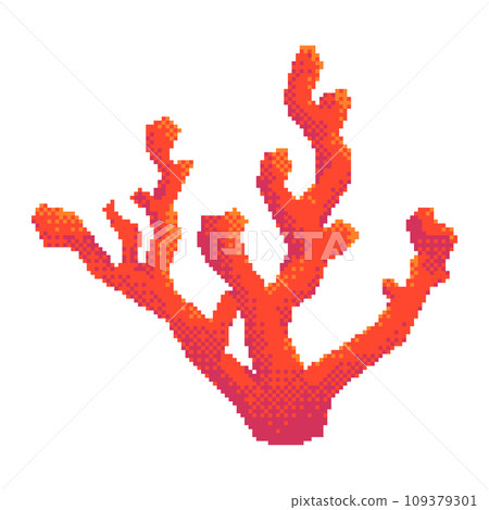 Pixel art coral. Pixelated coral. Sea algae coral icon for retro style video game, website or mobile app. Old school vector illustration. Pixel art coral. Pixelated coral. Sea algae coral icon for retro style video game, website or mobile app. Old school vector illustration. 109379301