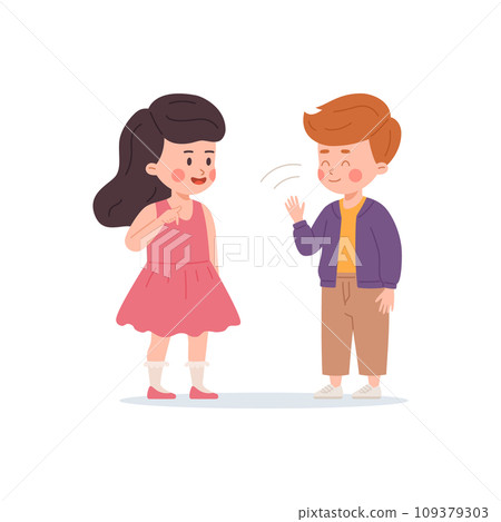 Children are talking on deaf sign language international, vector articulated gesture for communication deafness friends Children are talking on deaf sign language international, vector articulated gesture for communication deafness friends 109379303