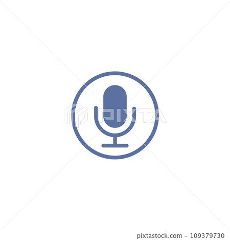 Microphone flat icon, simple audio, podcast, translator symbol in circle for graphic design vector illustration isolated Microphone flat icon, simple audio, podcast, translator symbol in circle for graphic design vector illustration isolated 109379730
