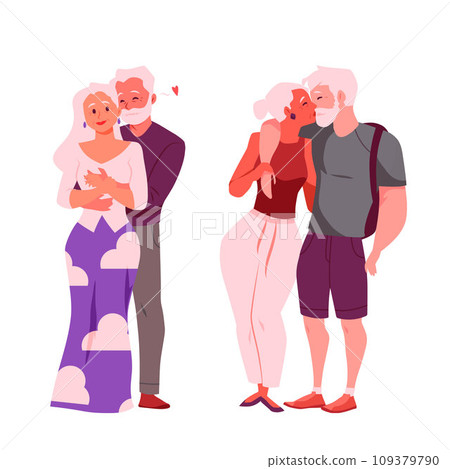 Adult couples in love, cartoon vector illustration isolated on white 109379790