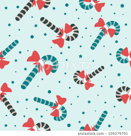 Winter season holidays pattern with candy sticks 109379791