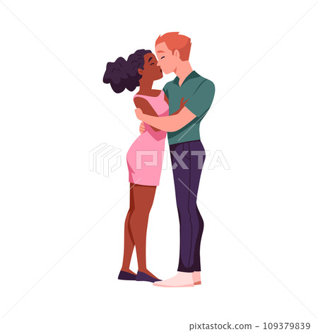 Cute hugging and kissing couple flat style, vector illustration 109379839