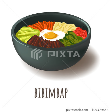 Rice with meat and assorted vegetables, bibimbap Rice with meat and assorted vegetables, bibimbap 109379848
