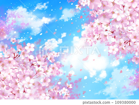 Spring landscape with cherry blossoms and blue sky background Spring landscape with cherry blossoms and blue sky background 109380000
