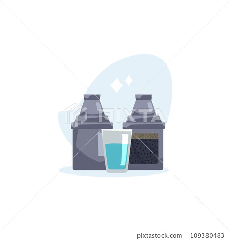 Water filter design concept, vector illustration in cartoon style on white 109380483