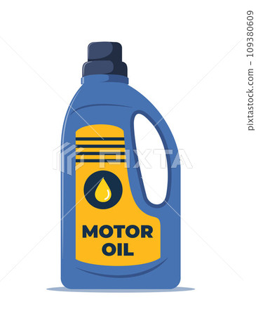 Car motor oil in plastic canister isolated on white background. Engine liquid bottle. Vector illustration. 109380609