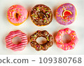 Donuts, white background, quantity 6 pieces 109380768