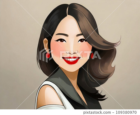 一位年輕的亞洲女性的正面插圖(AI 生成) 一位年輕的亞洲女性的正面插圖(AI 生成) 109380970