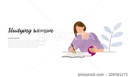 向量插畫素材:在房間裡學習的女人 向量插畫素材:在房間裡學習的女人 109381271