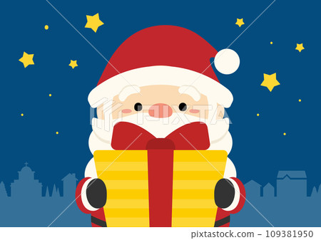 Santa Claus bringing gifts, dark blue background Santa Claus bringing gifts, dark blue background 109381950