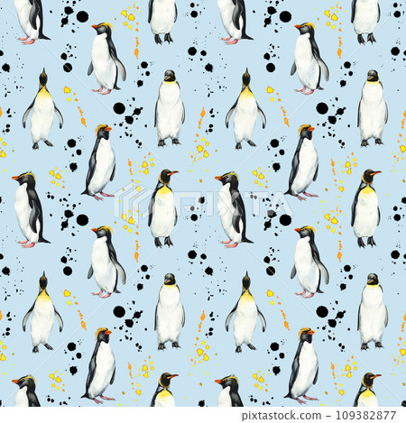 Cold Penguins Wallpaper Penguins Seamless Pattern. Cute Baby