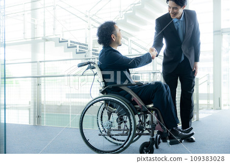 businessman in wheelchair businessman in wheelchair 109383028
