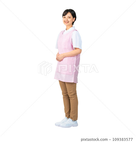 穿圍裙的女人，保育員，護理員，全身照片 109383577