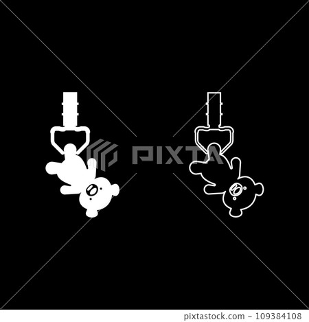 Prize toy manipulator hold plush bear cute doll iron hook crane claw picker for pick up set icon white color vector illustration image solid fill outline contour line thin flat style Prize toy manipulator hold plush bear cute doll iron hook crane claw picker for pick up set icon white color vector illustration image solid fill outline contour line thin flat style 109384108