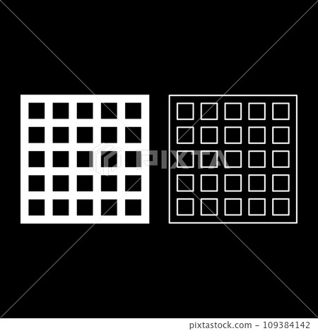 Grating grate lattice trellis net mesh BBQ grill grilling surface square shape set icon white color vector illustration image solid fill outline contour line thin flat style Grating grate lattice trellis net mesh BBQ grill grilling surface square shape set icon white color vector illustration image solid fill outline contour line thin flat style 109384142