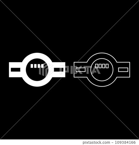 Water meter measuring sanitary equipment set icon white color vector illustration image solid fill outline contour line thin flat style 109384166