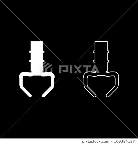 Prize toy manipulator iron hook crane claw picker set icon white color vector illustration image solid fill outline contour line thin flat style 109384187