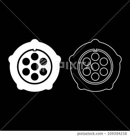 Grate for meat grinder plate mincer device for growing shallow of meat lattice with nut screw female screw pawl stop latch holder set icon white color vector illustration image solid fill outline 109384238